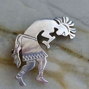 KOKOPELLI Silver Vintage MB signed 925 native american kokopelli sterling pin
